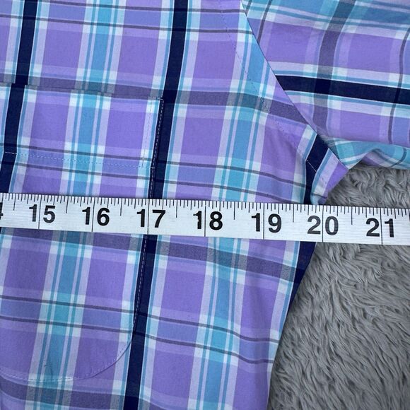 Peter Millar Mens Shirt Purple Blue Plaid Seaside Finish Size S Classic Style‎ - Picture 4 of 9